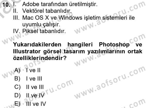 Görsel Web Tasarımı Dersi 2018 - 2019 Yılı Yaz Okulu Sınav Soruları 10. Soru