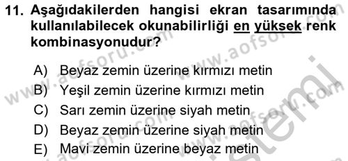 Görsel Web Tasarımı Dersi 2018 - 2019 Yılı Yaz Okulu Sınav Soruları 11. Soru