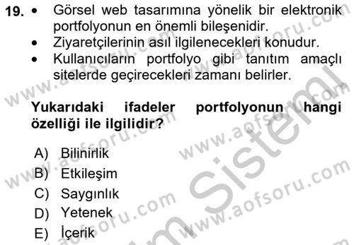 Görsel Web Tasarımı Dersi 2018 - 2019 Yılı Yaz Okulu Sınav Soruları 19. Soru