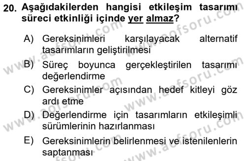 Görsel Web Tasarımı Dersi 2018 - 2019 Yılı Yaz Okulu Sınav Soruları 20. Soru