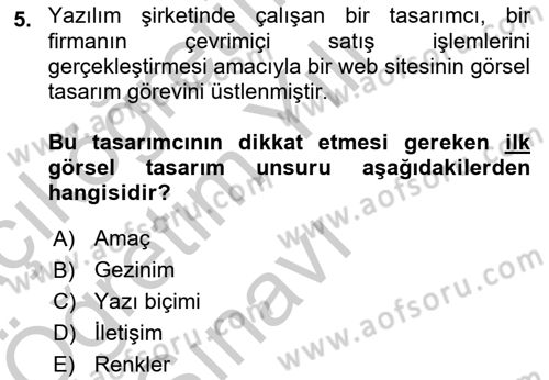 Görsel Web Tasarımı Dersi 2018 - 2019 Yılı Yaz Okulu Sınav Soruları 5. Soru