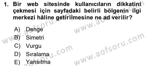 Görsel Web Tasarımı Dersi 2019 - 2020 Yılı (Vize) Ara Sınav Soruları 1. Soru