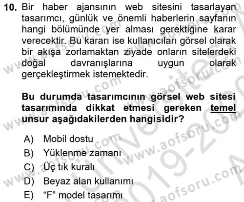 Görsel Web Tasarımı Dersi 2019 - 2020 Yılı (Vize) Ara Sınav Soruları 10. Soru