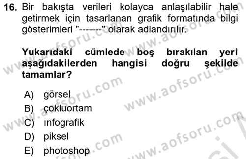 Görsel Web Tasarımı Dersi Ara Sınavı Deneme Sınav Soruları 16. Soru