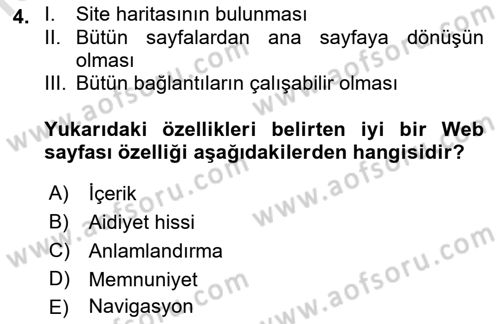 Görsel Web Tasarımı Dersi Ara Sınavı Deneme Sınav Soruları 4. Soru