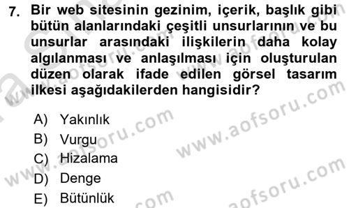 Görsel Web Tasarımı Dersi 2019 - 2020 Yılı (Vize) Ara Sınav Soruları 7. Soru