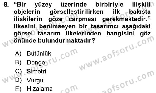 Görsel Web Tasarımı Dersi Ara Sınavı Deneme Sınav Soruları 8. Soru