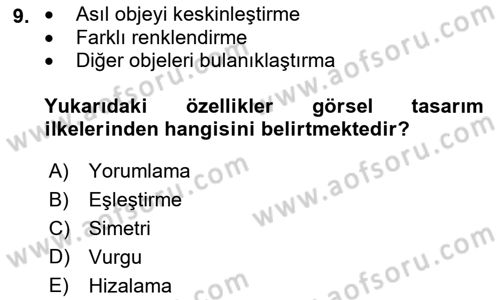 Görsel Web Tasarımı Dersi Ara Sınavı Deneme Sınav Soruları 9. Soru