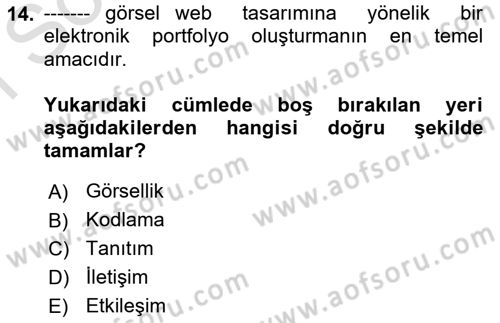Görsel Web Tasarımı Dersi 2019 - 2020 Yılı (Final) Dönem Sonu Sınav Soruları 14. Soru