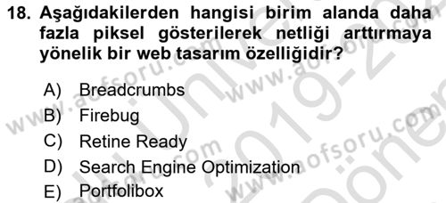 Görsel Web Tasarımı Dersi 2019 - 2020 Yılı (Final) Dönem Sonu Sınav Soruları 18. Soru