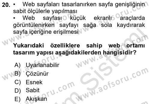 Görsel Web Tasarımı Dersi 2019 - 2020 Yılı (Final) Dönem Sonu Sınav Soruları 20. Soru