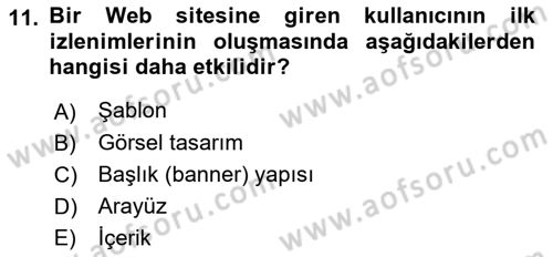 Görsel Web Tasarımı Dersi 2020 - 2021 Yılı Yaz Okulu Sınav Soruları 11. Soru