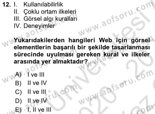 Görsel Web Tasarımı Dersi 2020 - 2021 Yılı Yaz Okulu Sınav Soruları 12. Soru