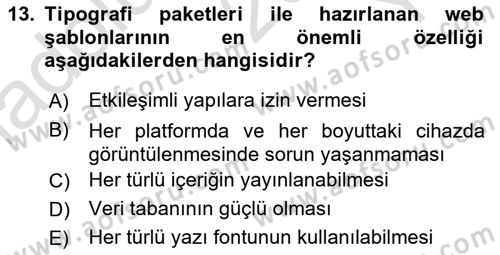 Görsel Web Tasarımı Dersi 2020 - 2021 Yılı Yaz Okulu Sınav Soruları 13. Soru
