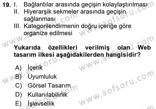 Görsel Web Tasarımı Dersi 2020 - 2021 Yılı Yaz Okulu Sınav Soruları 19. Soru