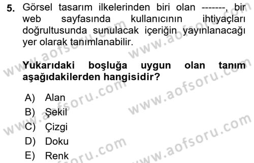 Görsel Web Tasarımı Dersi 2020 - 2021 Yılı Yaz Okulu Sınav Soruları 5. Soru