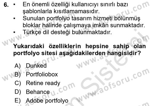 Görsel Web Tasarımı Dersi 2020 - 2021 Yılı Yaz Okulu Sınav Soruları 6. Soru