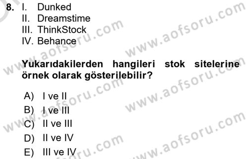 Görsel Web Tasarımı Dersi 2020 - 2021 Yılı Yaz Okulu Sınav Soruları 8. Soru