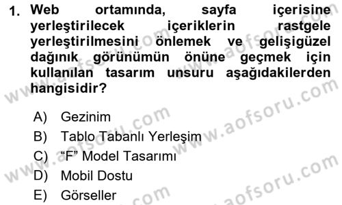 Görsel Web Tasarımı Dersi 2021 - 2022 Yılı (Vize) Ara Sınav Soruları 1. Soru