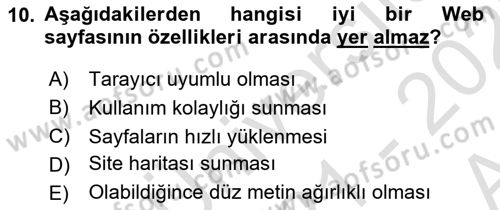 Görsel Web Tasarımı Dersi 2021 - 2022 Yılı (Vize) Ara Sınav Soruları 10. Soru