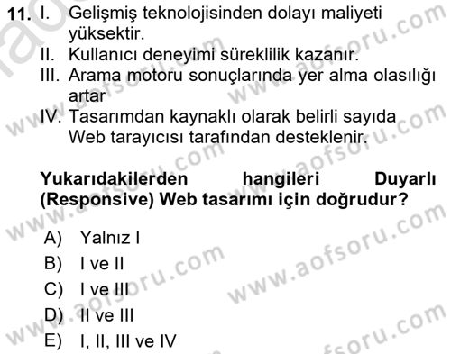 Görsel Web Tasarımı Dersi 2021 - 2022 Yılı (Vize) Ara Sınav Soruları 11. Soru