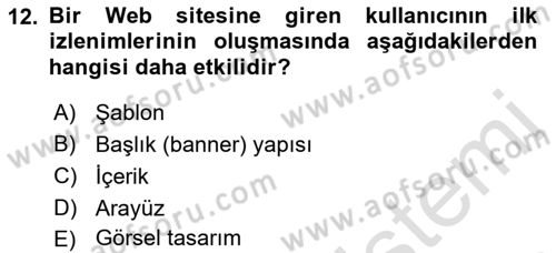 Görsel Web Tasarımı Dersi 2021 - 2022 Yılı (Vize) Ara Sınav Soruları 12. Soru