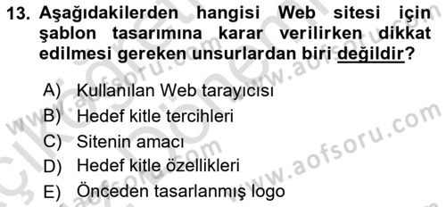 Görsel Web Tasarımı Dersi 2021 - 2022 Yılı (Vize) Ara Sınav Soruları 13. Soru