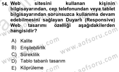Görsel Web Tasarımı Dersi 2021 - 2022 Yılı (Vize) Ara Sınav Soruları 14. Soru