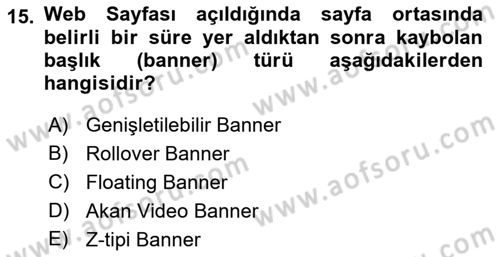 Görsel Web Tasarımı Dersi 2021 - 2022 Yılı (Vize) Ara Sınav Soruları 15. Soru