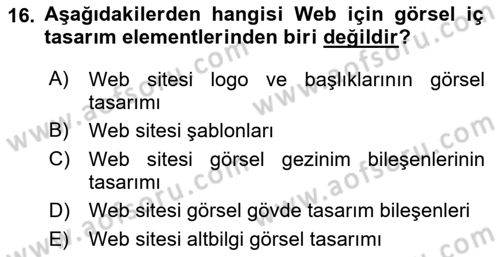 Görsel Web Tasarımı Dersi 2021 - 2022 Yılı (Vize) Ara Sınav Soruları 16. Soru