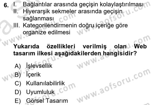 Görsel Web Tasarımı Dersi 2021 - 2022 Yılı (Vize) Ara Sınav Soruları 6. Soru