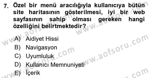 Görsel Web Tasarımı Dersi 2021 - 2022 Yılı (Vize) Ara Sınav Soruları 7. Soru