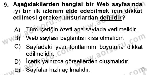 Görsel Web Tasarımı Dersi 2021 - 2022 Yılı (Vize) Ara Sınav Soruları 9. Soru