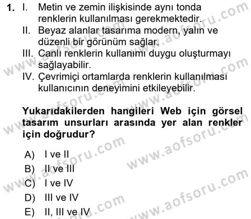 Görsel Web Tasarımı Dersi 2021 - 2022 Yılı (Final) Dönem Sonu Sınav Soruları 1. Soru