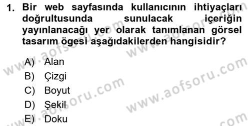 Görsel Web Tasarımı Dersi 2021 - 2022 Yılı Yaz Okulu Sınav Soruları 1. Soru