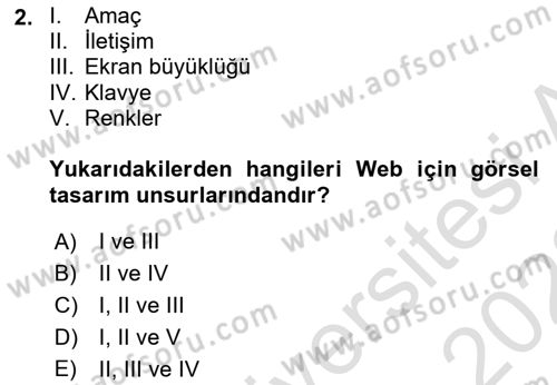 Görsel Web Tasarımı Dersi 2021 - 2022 Yılı Yaz Okulu Sınav Soruları 2. Soru
