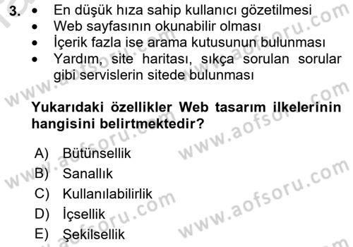 Görsel Web Tasarımı Dersi 2021 - 2022 Yılı Yaz Okulu Sınav Soruları 3. Soru