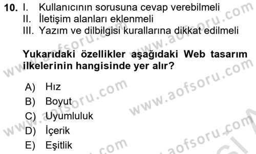 Görsel Web Tasarımı Dersi 2022 - 2023 Yılı (Vize) Ara Sınav Soruları 10. Soru