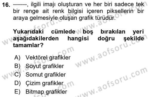 Görsel Web Tasarımı Dersi 2022 - 2023 Yılı (Vize) Ara Sınav Soruları 16. Soru