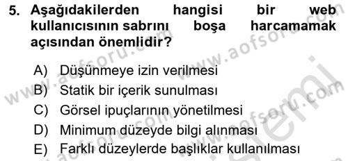 Görsel Web Tasarımı Dersi 2022 - 2023 Yılı (Vize) Ara Sınav Soruları 5. Soru