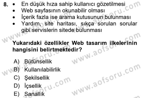 Görsel Web Tasarımı Dersi 2022 - 2023 Yılı (Vize) Ara Sınav Soruları 8. Soru