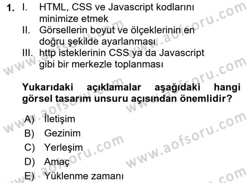 Görsel Web Tasarımı Dersi 2022 - 2023 Yılı (Final) Dönem Sonu Sınav Soruları 1. Soru