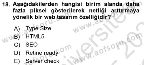 Görsel Web Tasarımı Dersi 2022 - 2023 Yılı Yaz Okulu Sınav Soruları 18. Soru