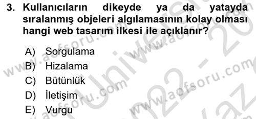 Görsel Web Tasarımı Dersi 2022 - 2023 Yılı Yaz Okulu Sınav Soruları 3. Soru