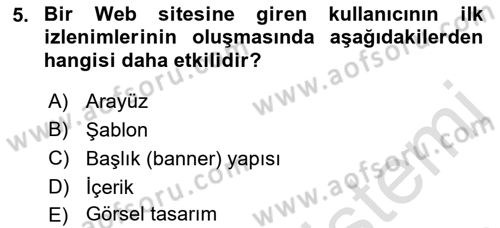 Görsel Web Tasarımı Dersi 2022 - 2023 Yılı Yaz Okulu Sınav Soruları 5. Soru