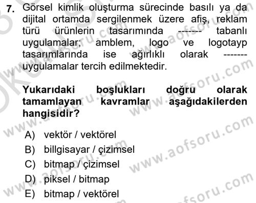 Görsel Web Tasarımı Dersi 2022 - 2023 Yılı Yaz Okulu Sınav Soruları 7. Soru