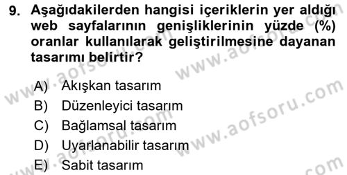 Görsel Web Tasarımı Dersi 2022 - 2023 Yılı Yaz Okulu Sınav Soruları 9. Soru