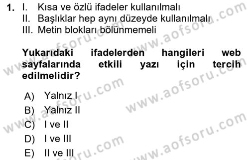 Görsel Web Tasarımı Dersi 2023 - 2024 Yılı (Vize) Ara Sınav Soruları 1. Soru