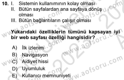 Görsel Web Tasarımı Dersi 2023 - 2024 Yılı (Vize) Ara Sınav Soruları 10. Soru
