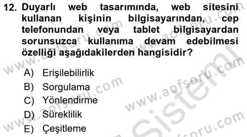 Görsel Web Tasarımı Dersi 2023 - 2024 Yılı (Vize) Ara Sınav Soruları 12. Soru